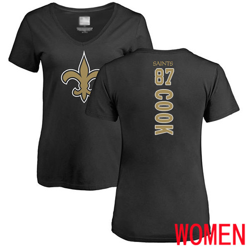 New Orleans Saints Black Women Jared Cook Backer Slim Fit NFL Football #87 T Shirt->women nfl jersey->Women Jersey